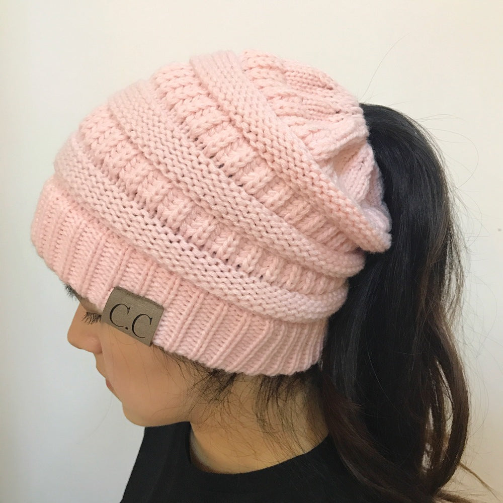 High Bun Ponytail Beanie Hat Chunky Soft Stretch Cable Knit Warm Fuzzy Lined Skull Beanie Acrylic Hats Men And Women - Modern Lifestyle Shopping